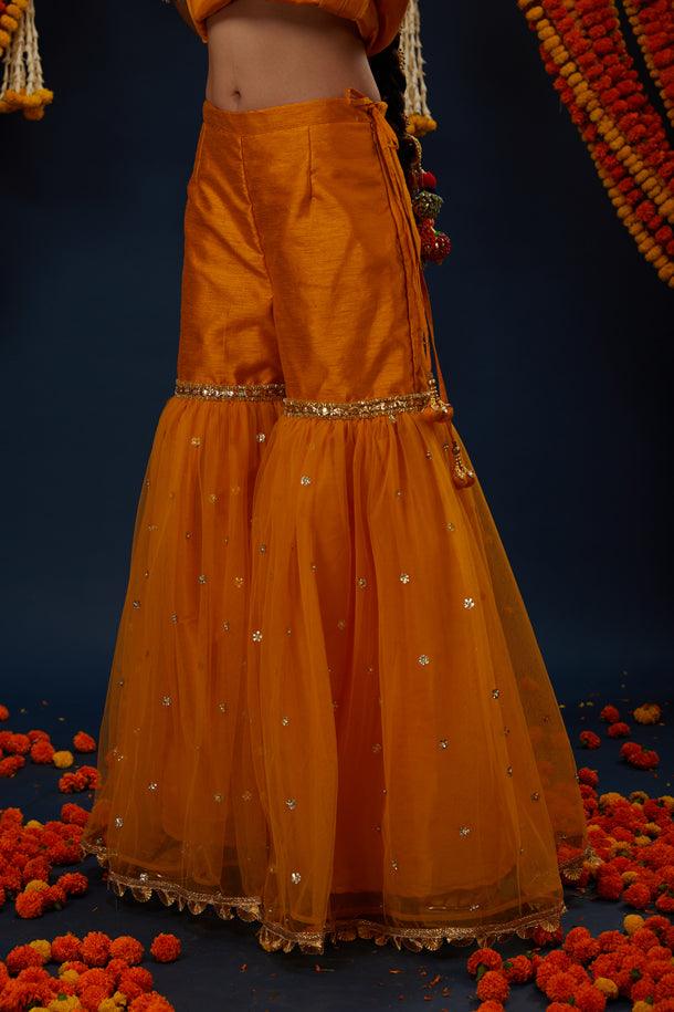 Bright Yellow Gotawork Embroidered Kurta Gharara Set - Preeti s kapoor