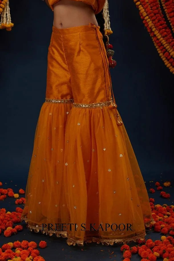 Bright Yellow Gotawork Embroidered Kurta Gharara Set - Preeti S Kapoor