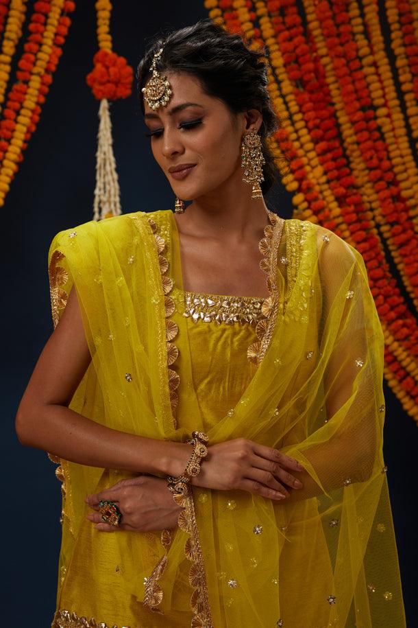 Heen Green Gotawork Embroidered Kurta Gharara Set - Preeti s kapoor