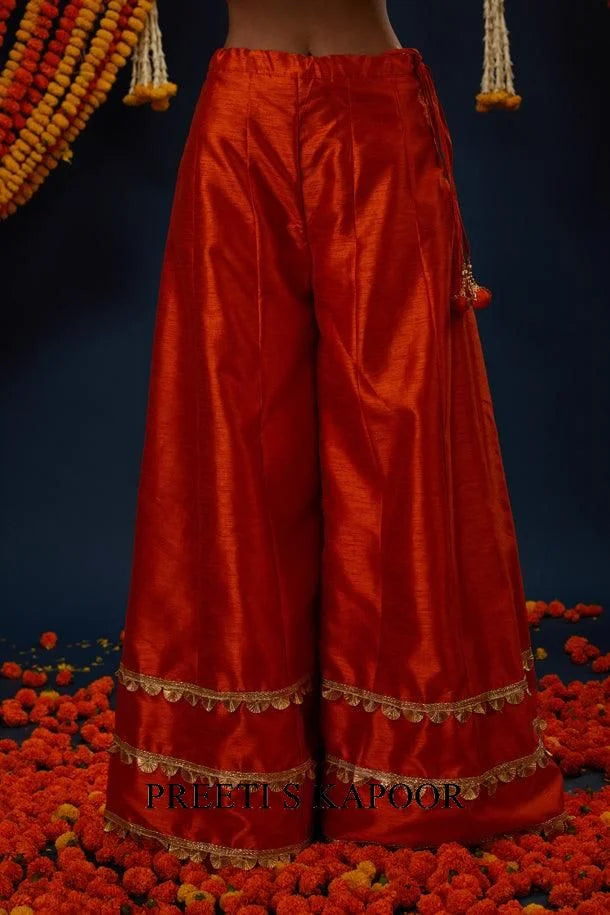 Rust Gotawork Embroidered Kurta Sharara Set - Preeti S Kapoor