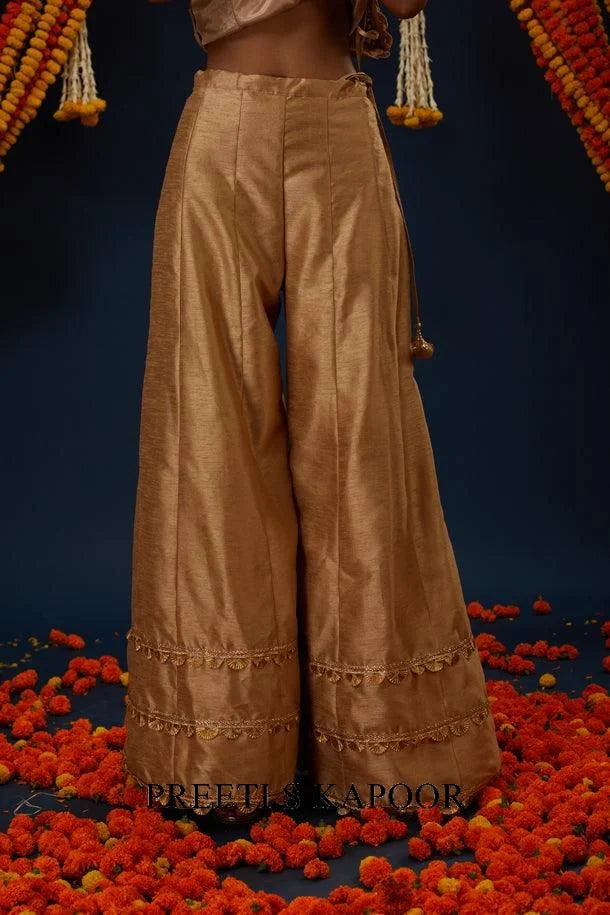 Beige Gotawork Embroidered Kurta Sharara Set - Preeti S Kapoor