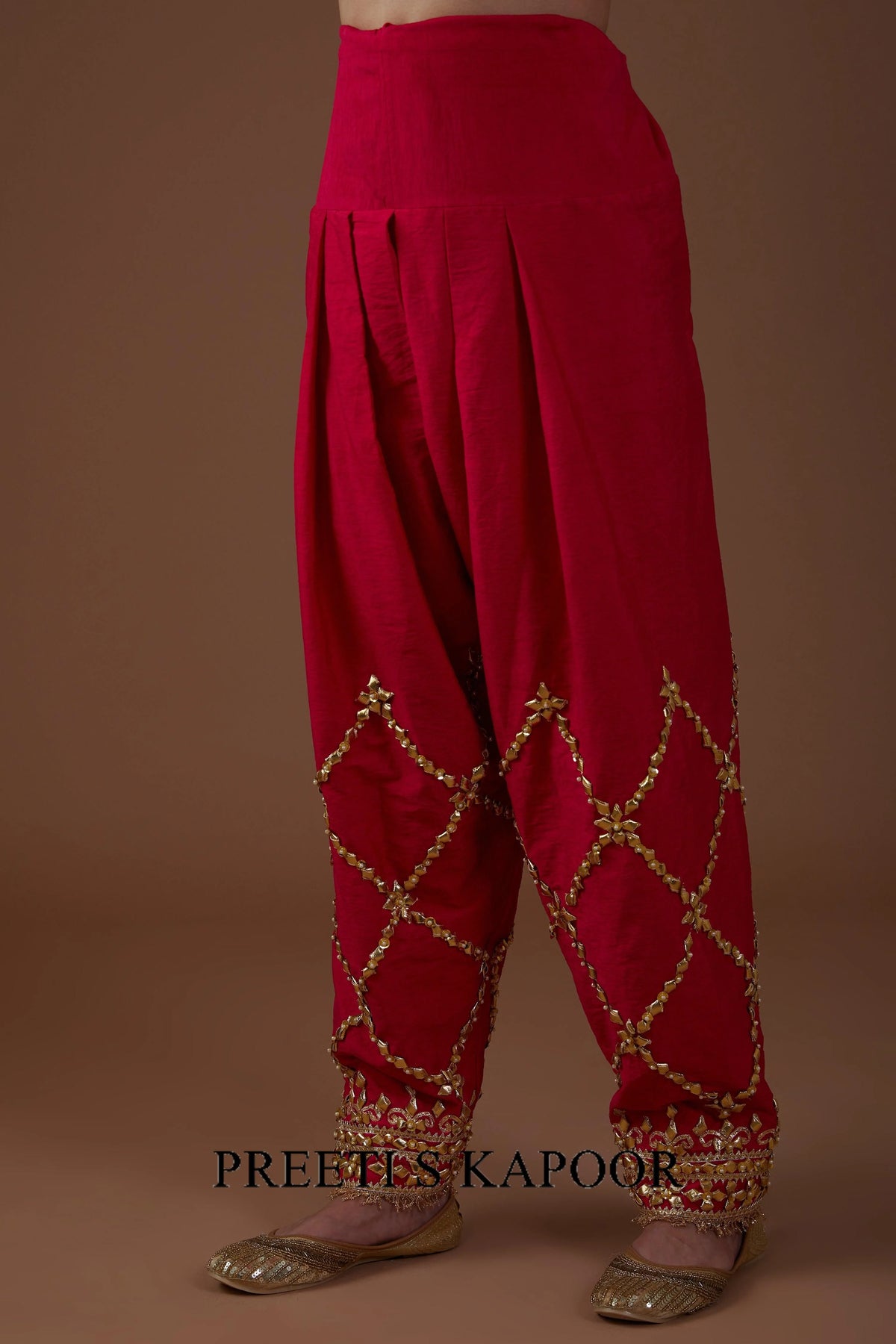Vivid berry hued dupion silk Short Anarkali salwar set - Preeti S Kapoor