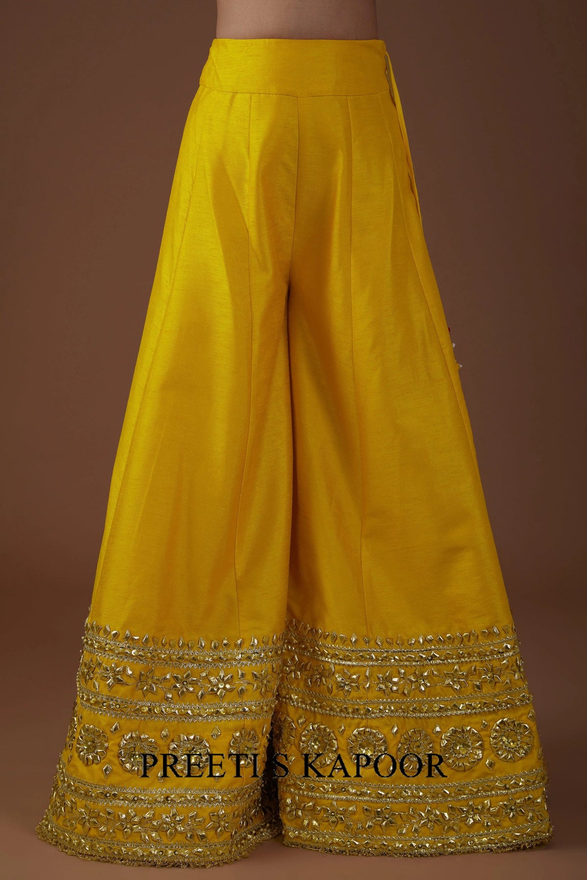 Amber glow hued dupion silk Kurta sharara set - Preeti S Kapoor