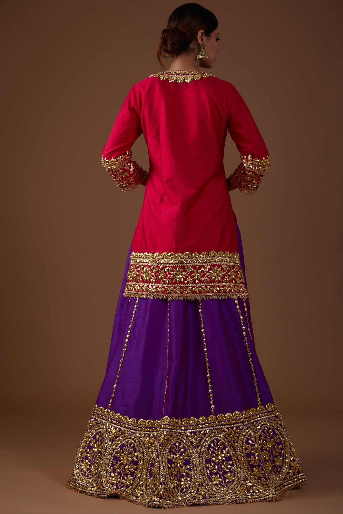 vivid berry hued dupion silk Kurta and Lehenga set - Preeti s kapoor