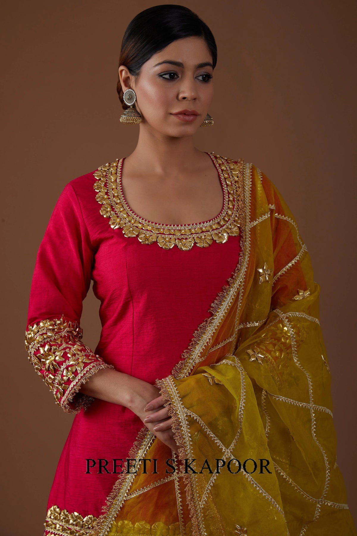 Vivid berry hued dupion silk Kurta and lehenga set - Preeti S Kapoor