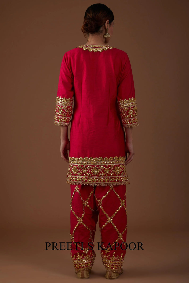 Vivid berry hued dupion silk kurta set - Preeti S Kapoor