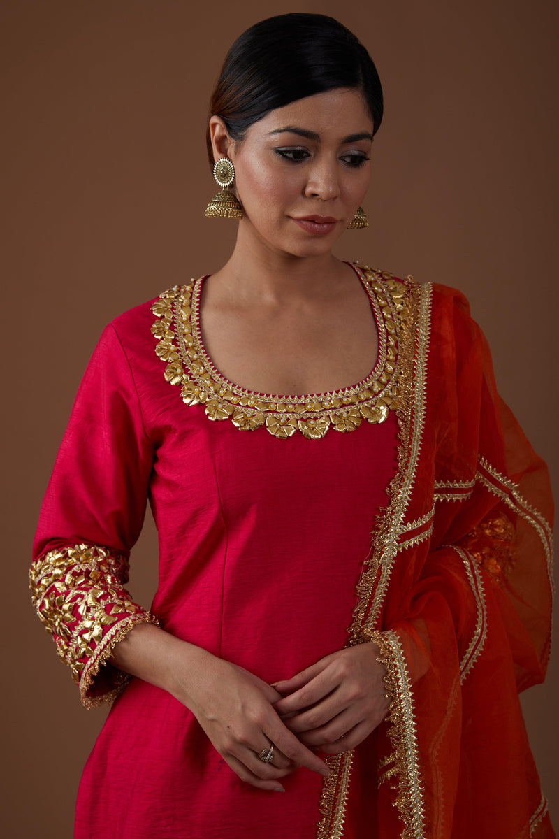 vivid berry hued dupion silk kurta set - Preeti s kapoor