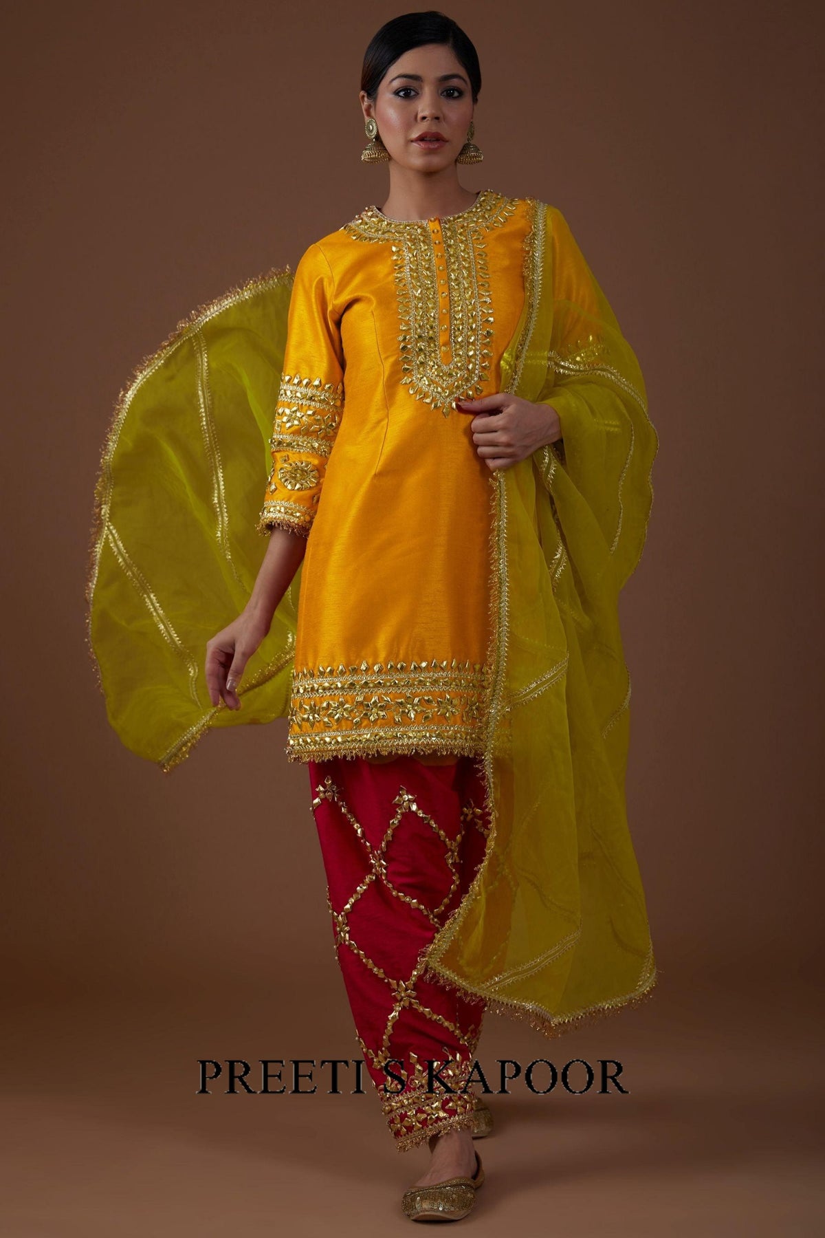 Dupion silk Amber glow hued kurta set