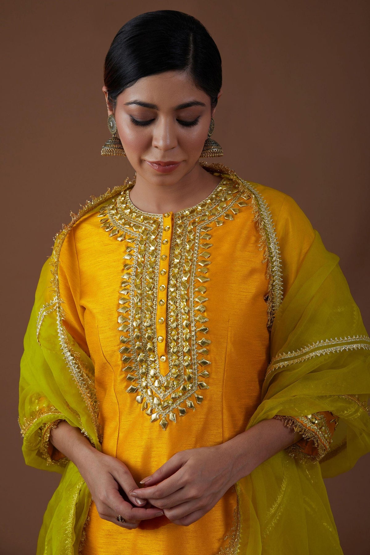 dupion silk Amber glow hued kurta set - Preeti s kapoor