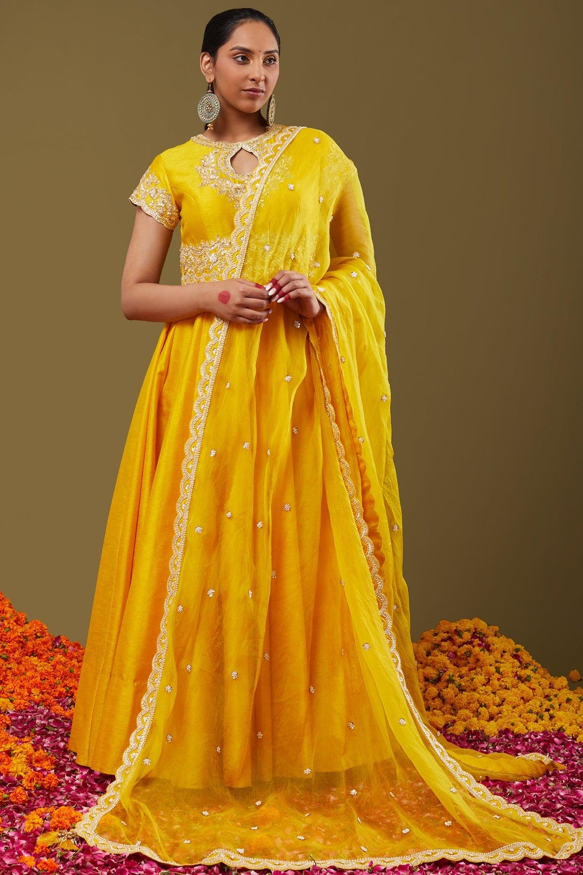 Bright Yellow Gotapatti With Sequence & Pearl Embroidered Anarkali Set - Preeti s kapoor