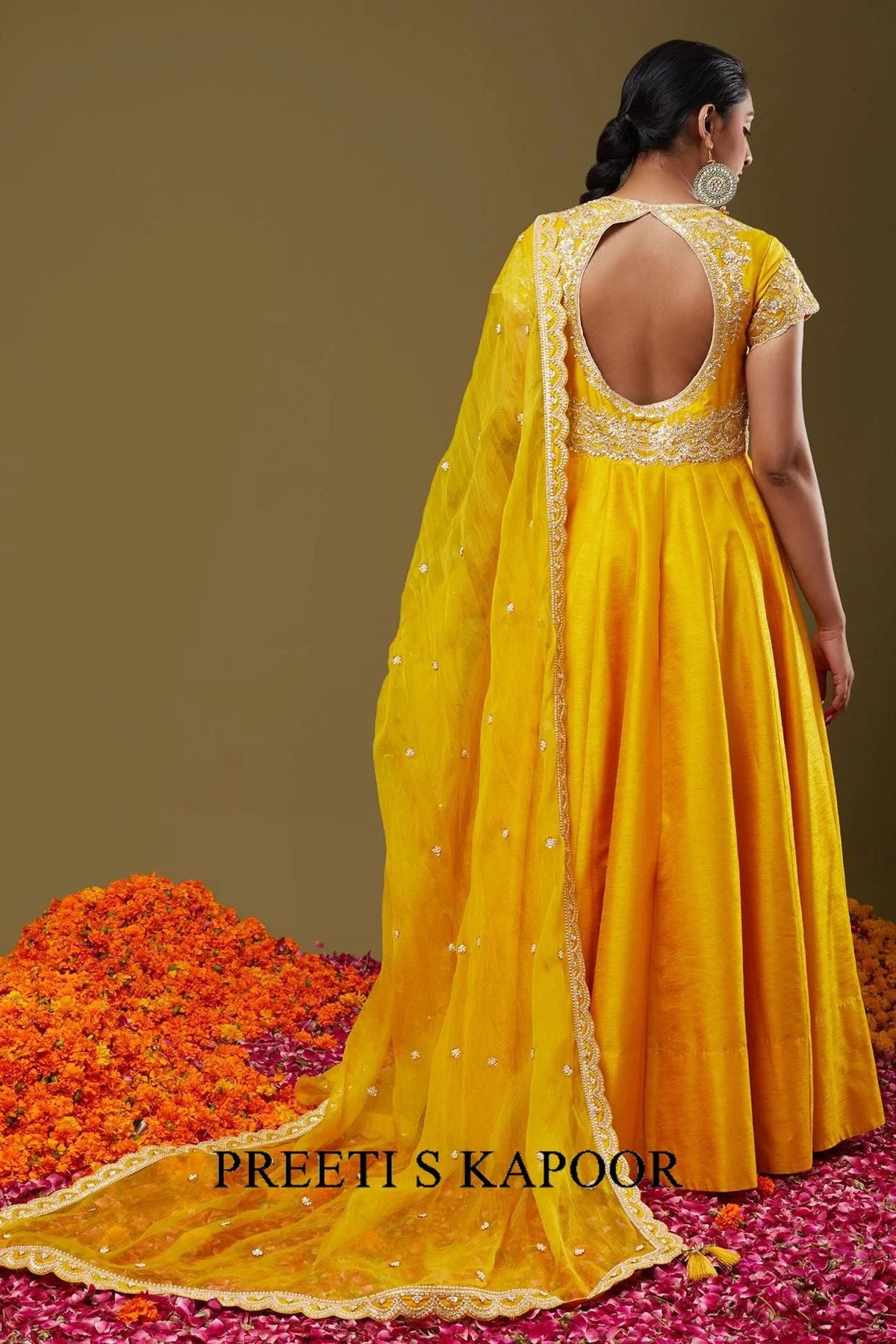 Bright Yellow Gotapatti With Sequence & Pearl Embroidered Anarkali Set - Preeti S Kapoor