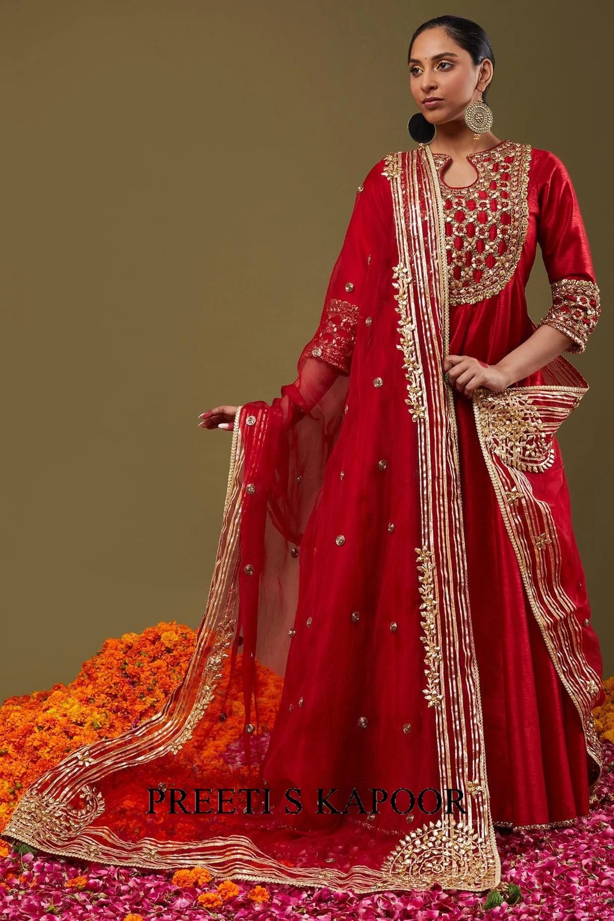 Maroon Gota Work Embroidered Anarkali Set - Preeti S Kapoor