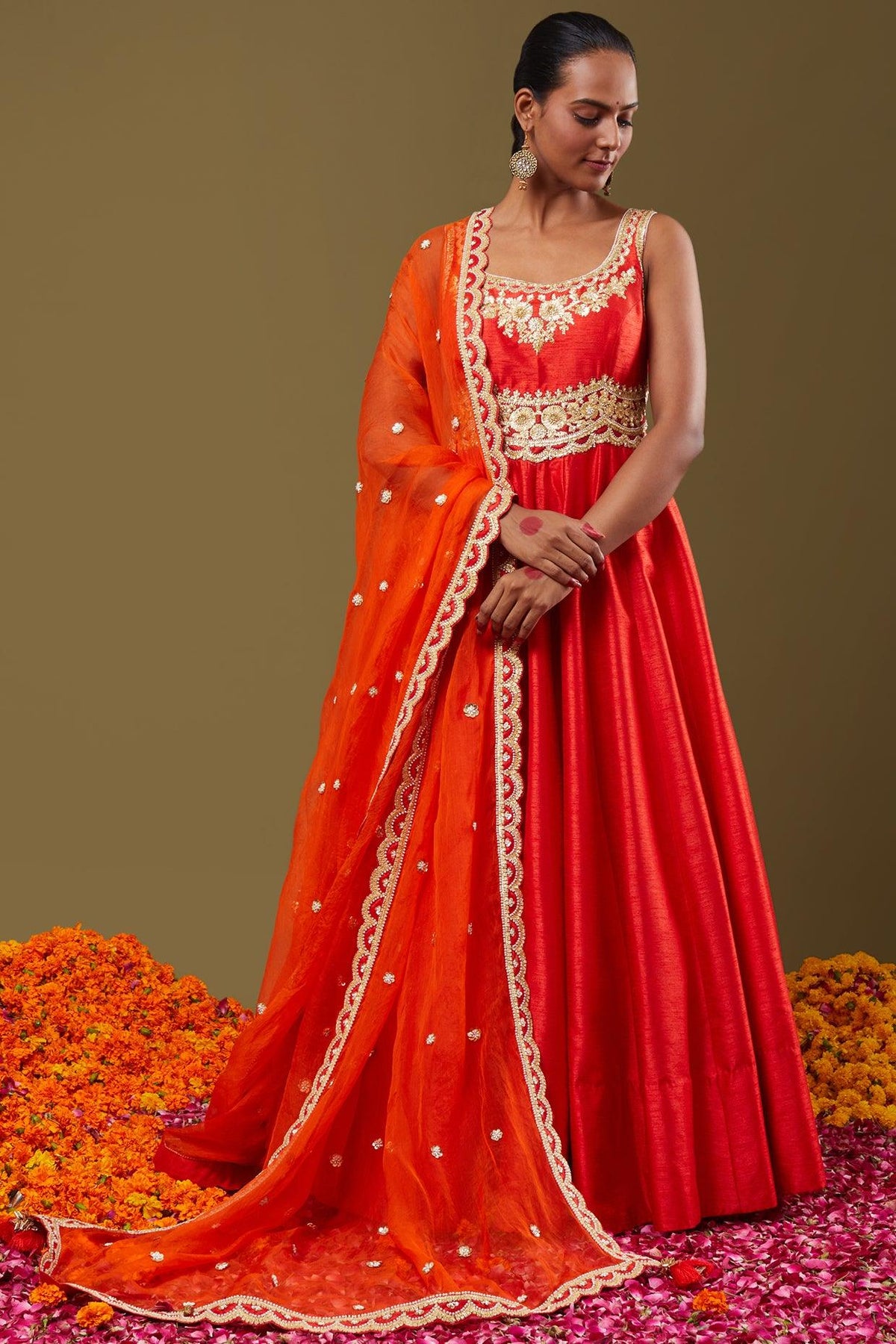 Red Gotapatti With Sequence & Pearl Embroidered Anarkali Set - Preeti s kapoor