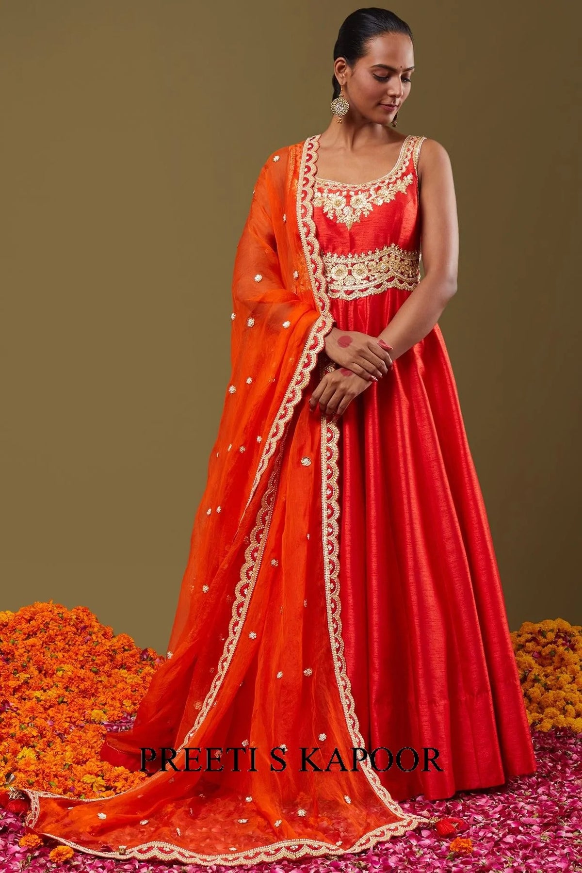 Red Gotapatti With Sequence & Pearl Embroidered Anarkali Set - Preeti S Kapoor