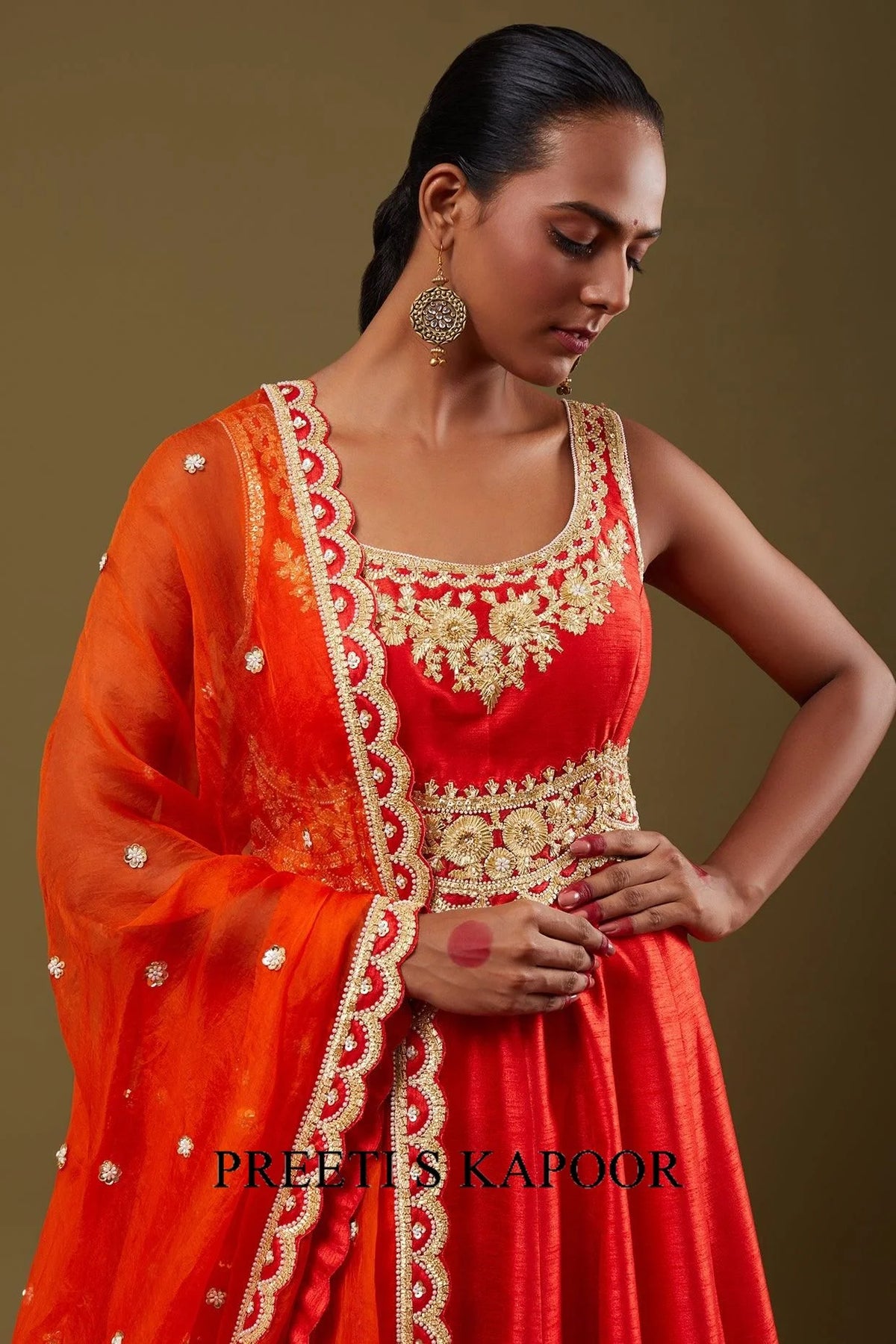 Red Gotapatti With Sequence & Pearl Embroidered Anarkali Set - Preeti S Kapoor