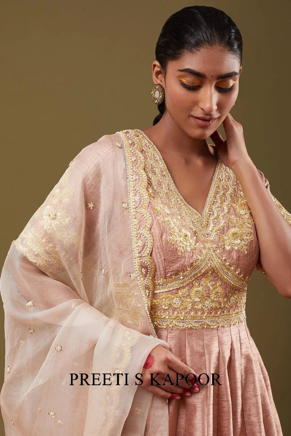 Rose Pink Gotapatti With Sequence & Pearl Embroidered Anarkali Set - Preeti S Kapoor