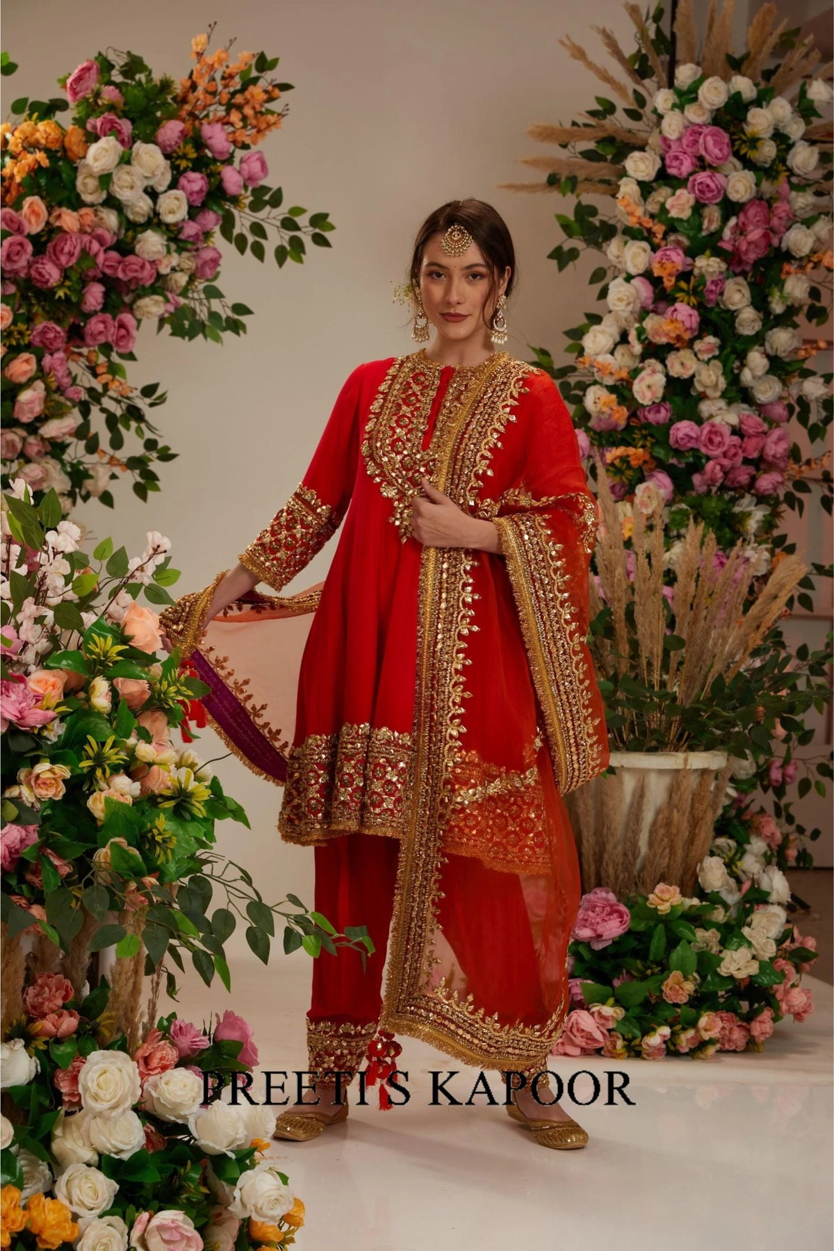 Fuchsia anarkali with salwar and dupatta - Preeti S Kapoor
