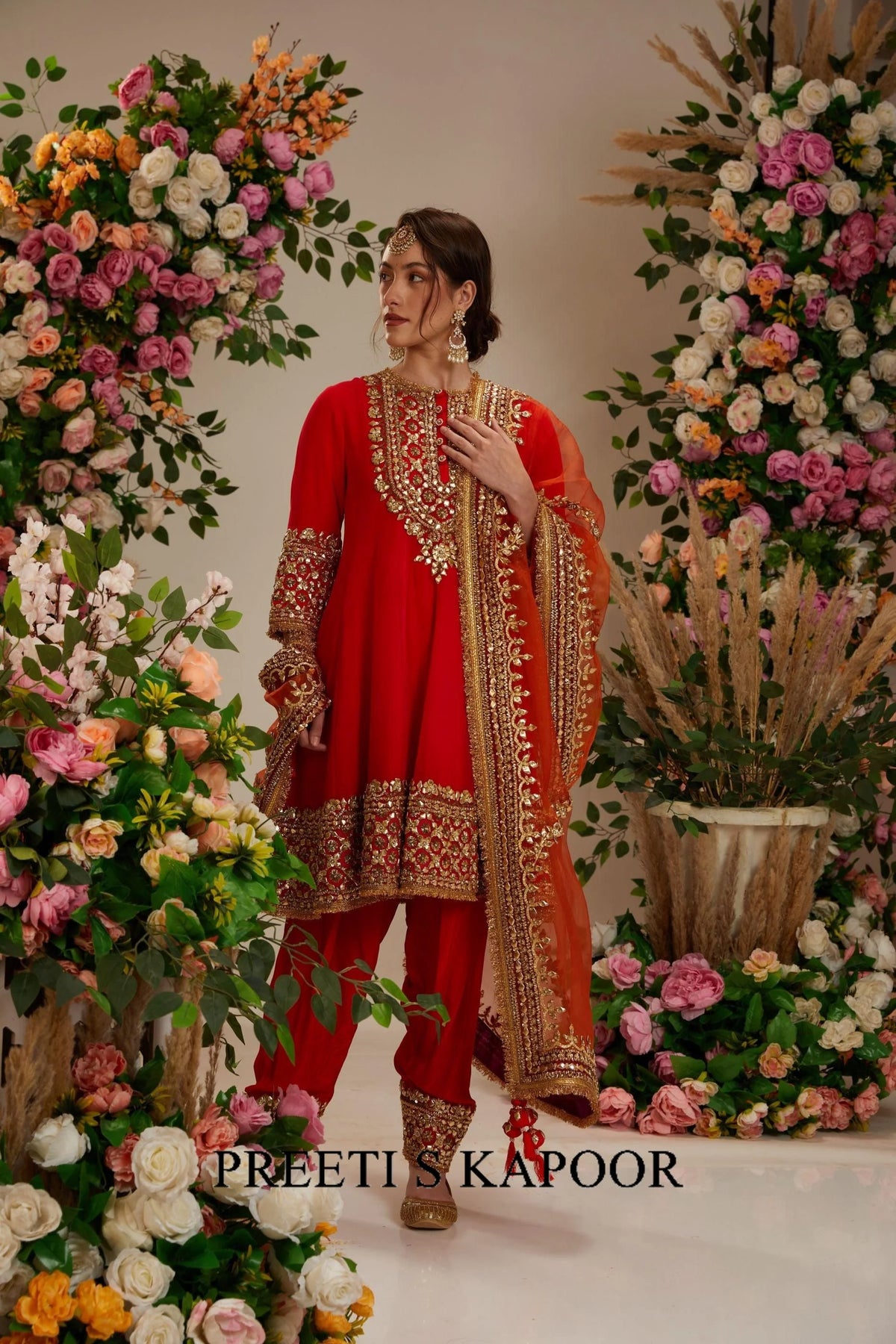 Fuchsia anarkali with salwar and dupatta - Preeti S Kapoor