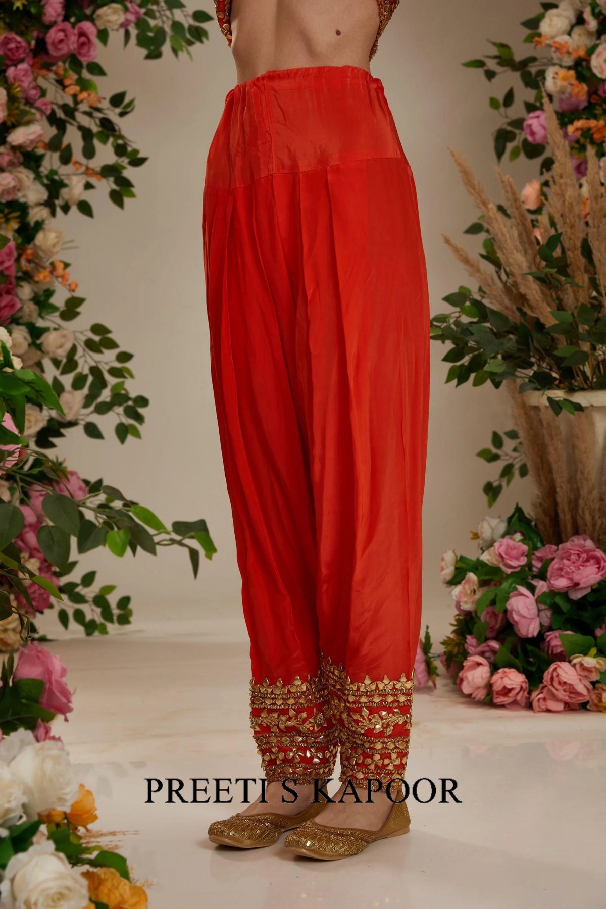 Orange anarkali with Salwat and Dupatta - Preeti S Kapoor