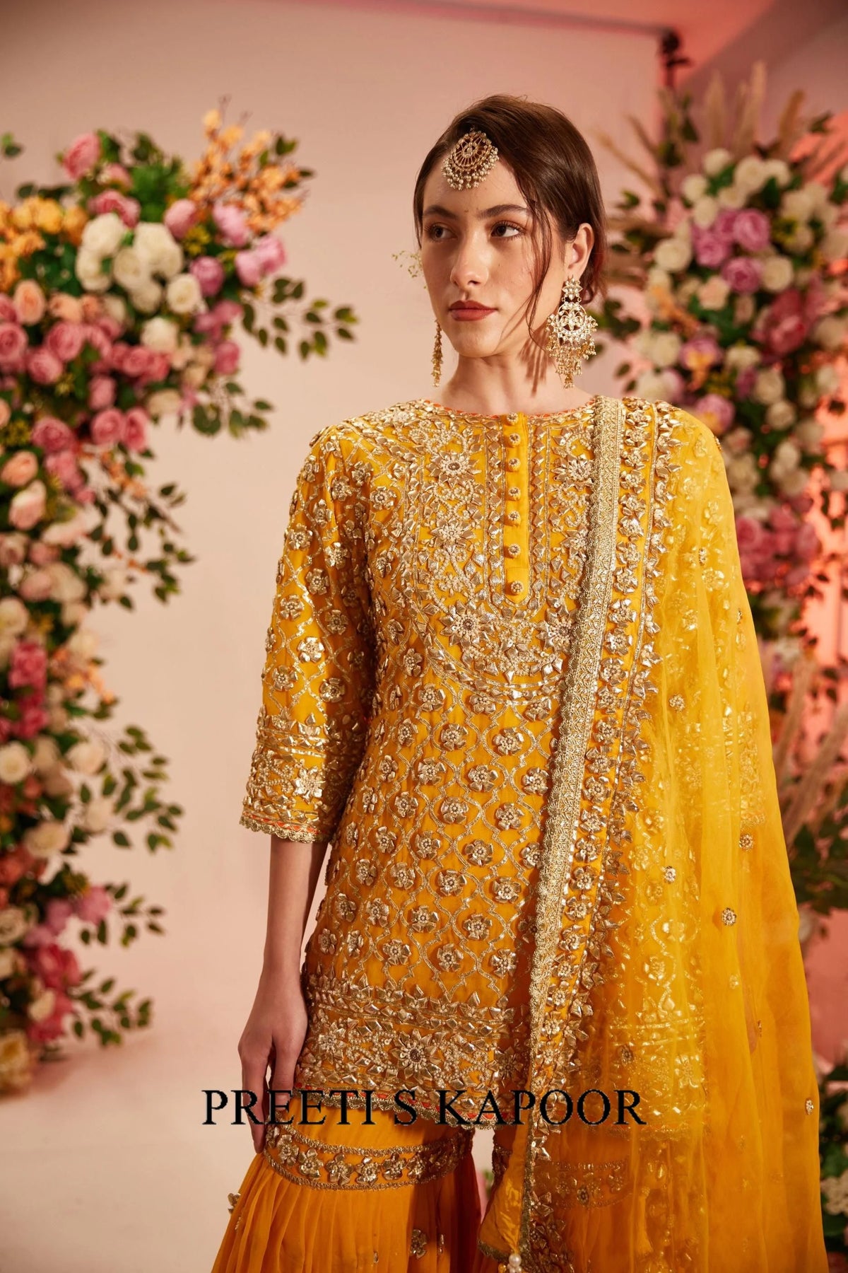 Yellow Kurta with Garara and georgette dupatta - Preeti S Kapoor