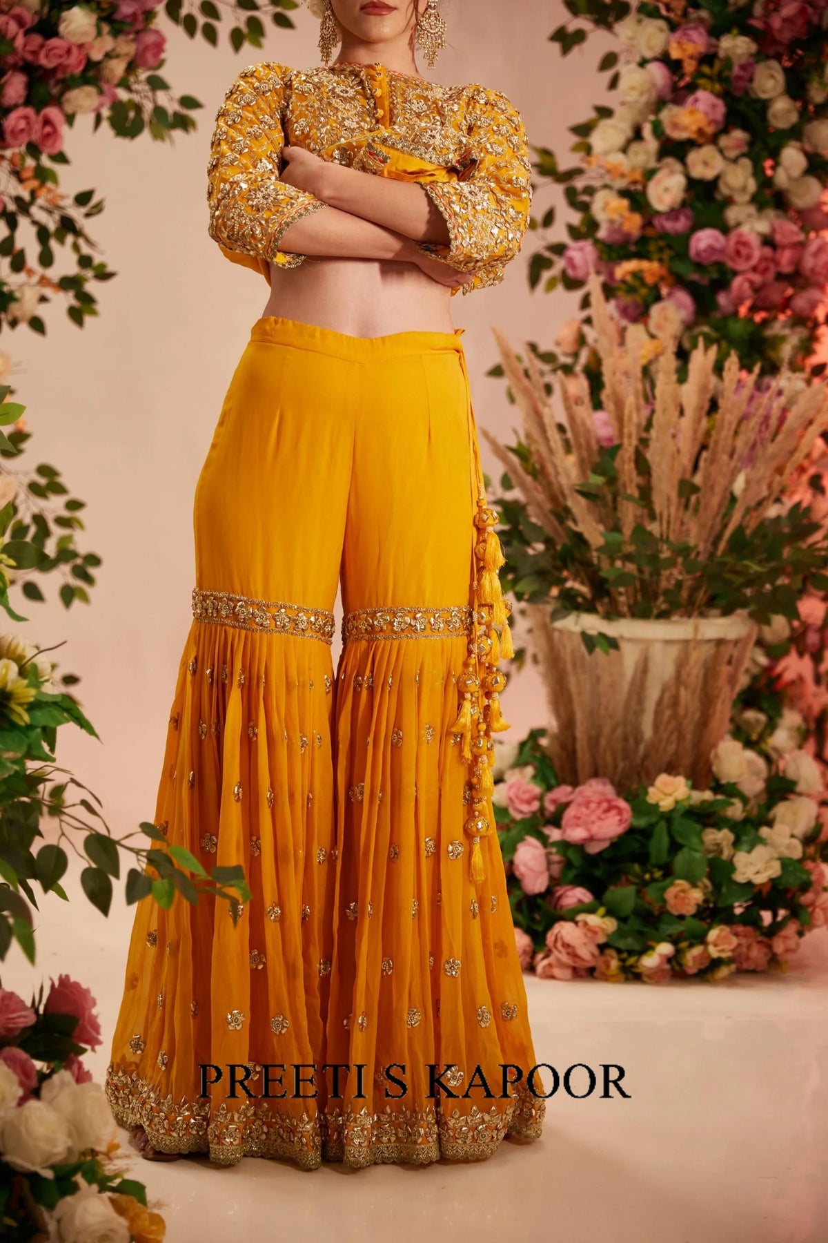Yellow Kurta with Garara and georgette dupatta - Preeti S Kapoor