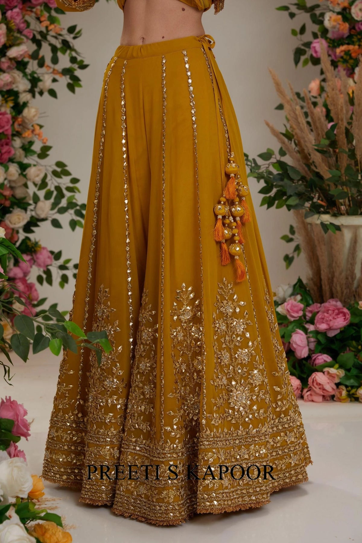 Mustard Kurta with Sharara and Dupatta - Preeti S Kapoor