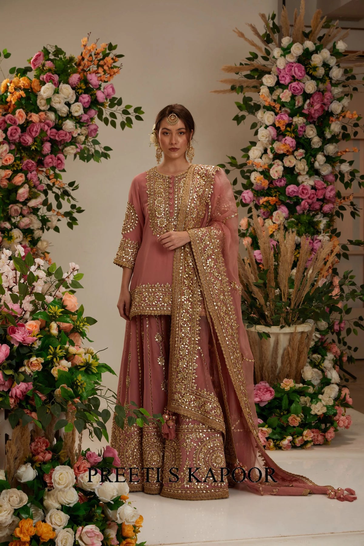 Mauve Kurta with sharara and organza dupatta - Preeti S Kapoor