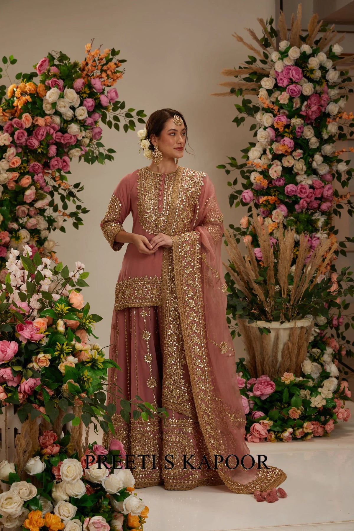 Mauve Kurta with sharara and organza dupatta - Preeti S Kapoor