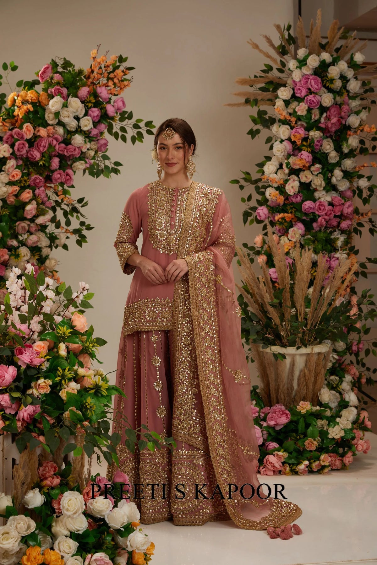 Mauve Kurta with sharara and organza dupatta - Preeti S Kapoor