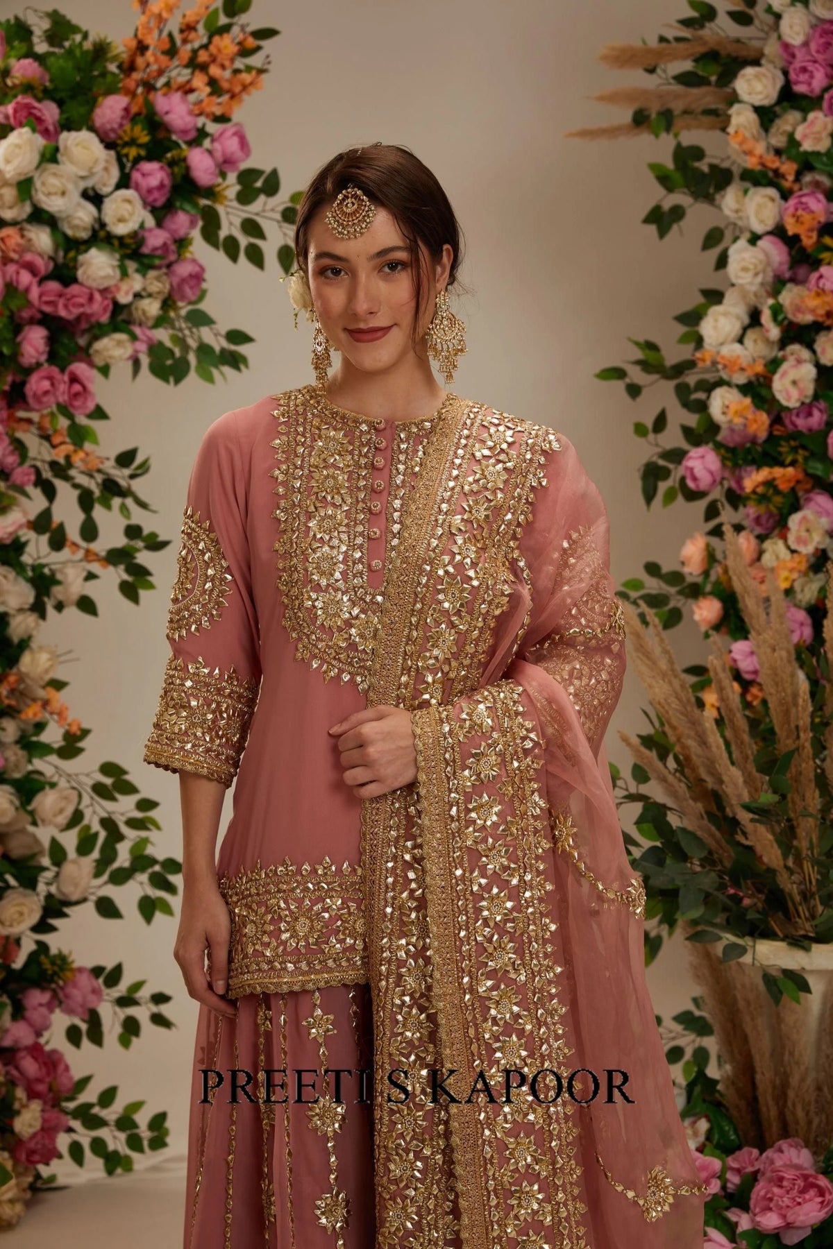 Mauve Kurta with sharara and organza dupatta - Preeti S Kapoor