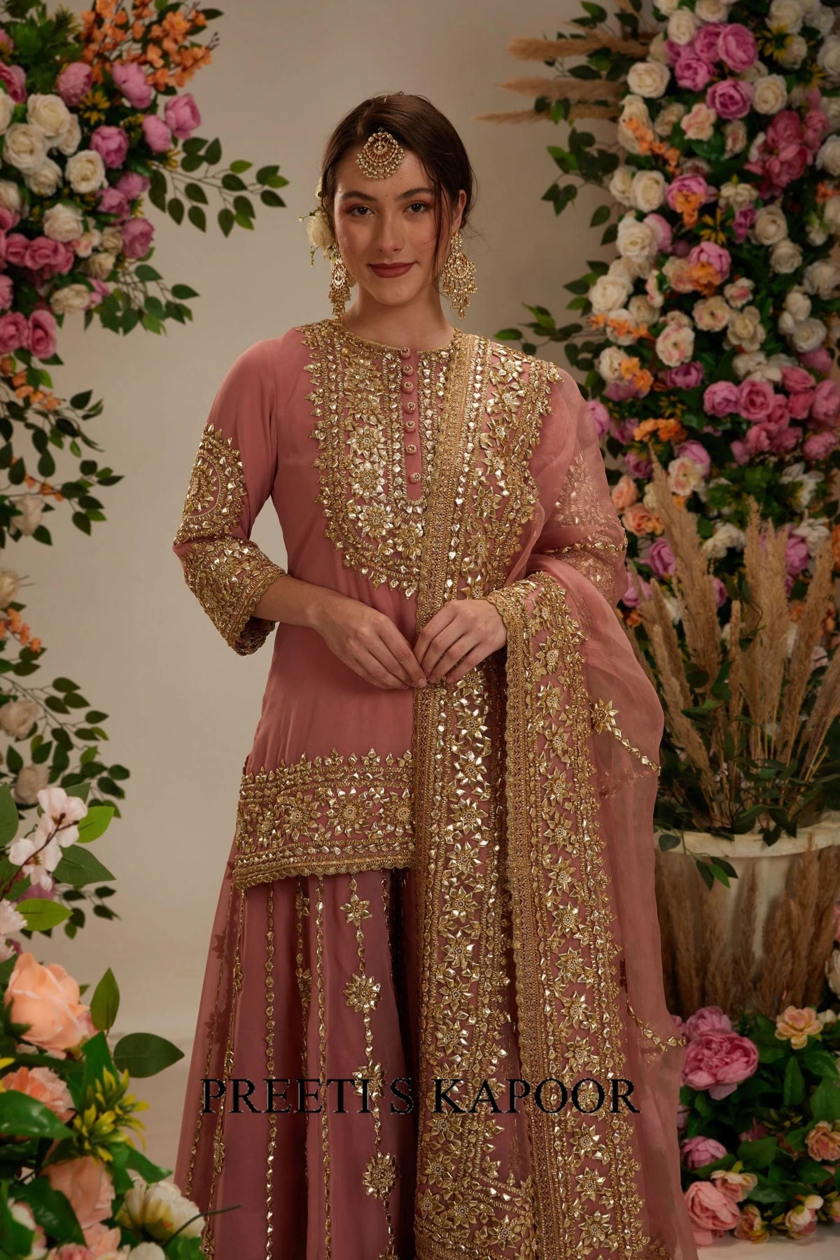 Mauve Kurta with sharara and organza dupatta - Preeti S Kapoor