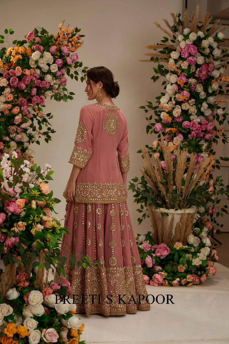 Mauve Kurta with sharara and organza dupatta - Preeti S Kapoor