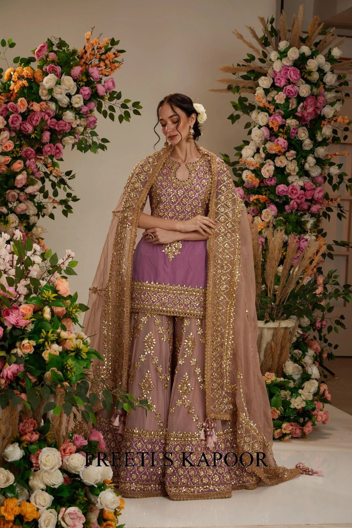 Lavender kurta with sharara and dupatta - Preeti S Kapoor