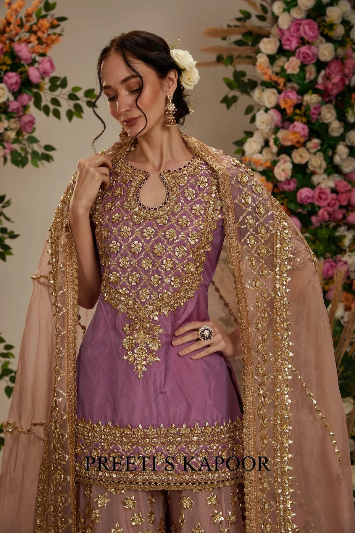 Lavender kurta with sharara and dupatta - Preeti S Kapoor