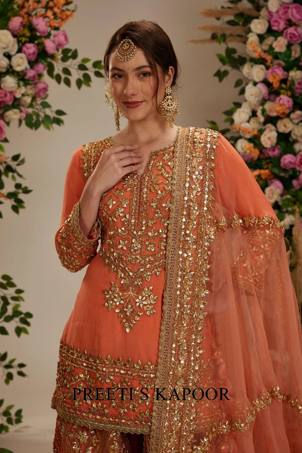 Peach kurta with sharara and Dupatta - Preeti S Kapoor