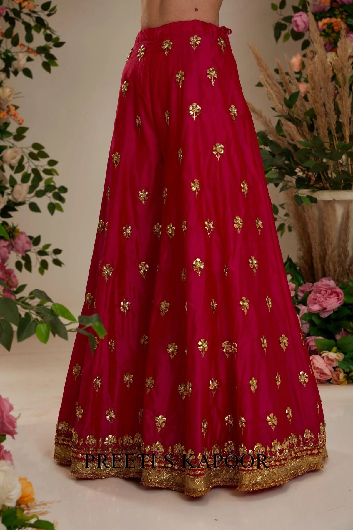 Hot pink Kurta with sharara and organza dupatta - Preeti S Kapoor