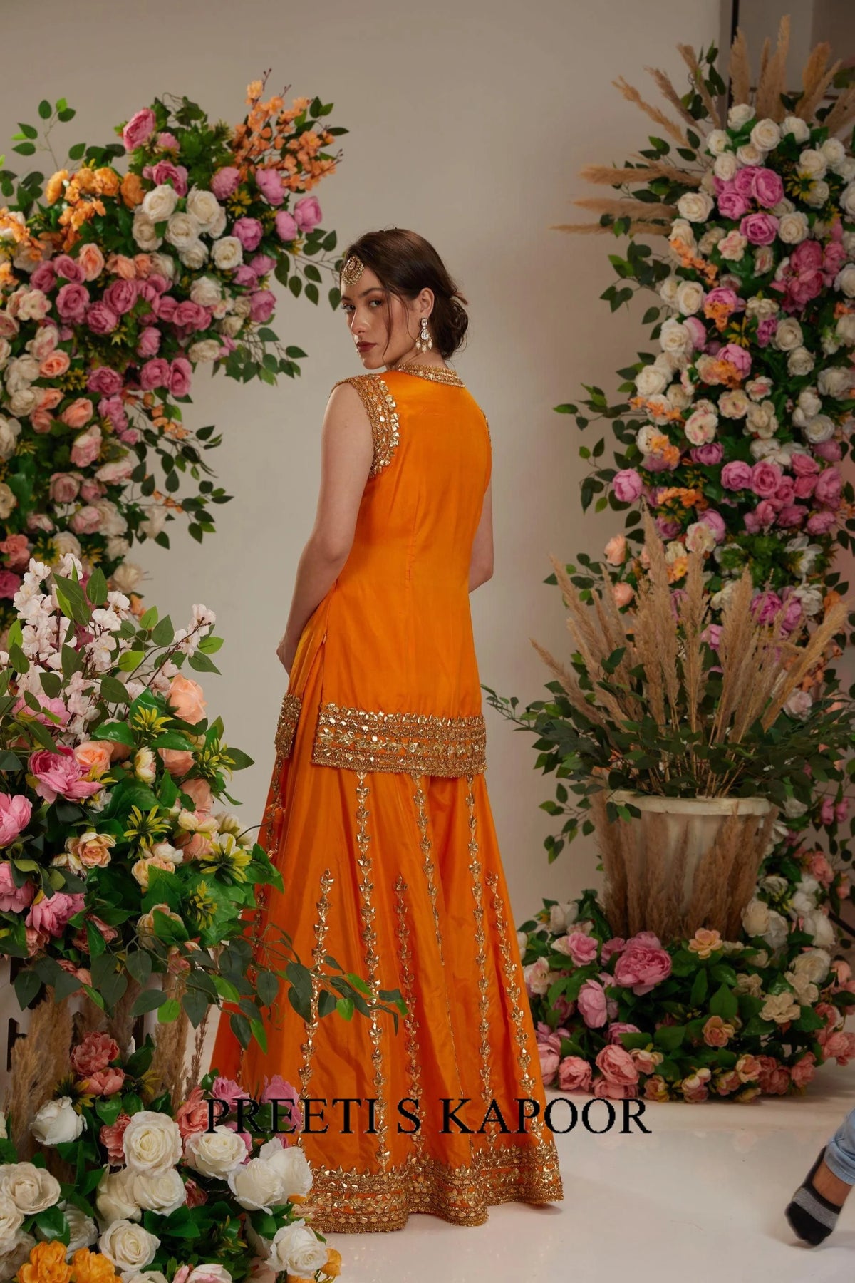 Orange short kurti with sharara and Dupatta - Preeti S Kapoor