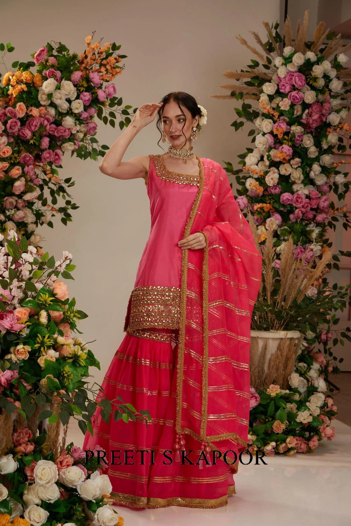 Pink Kurta with Garara and dupatta -Preeti S Kapoor