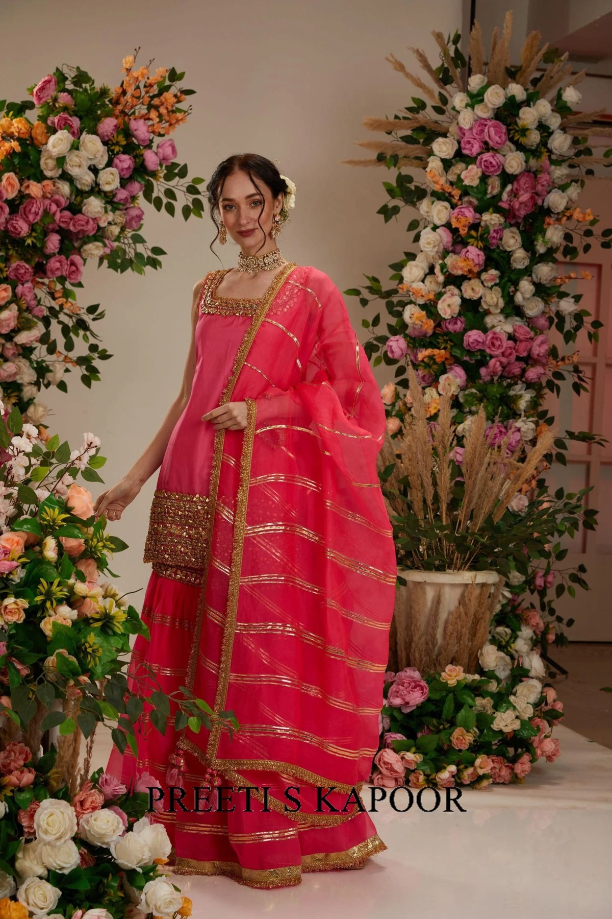 Pink Kurta with Garara and dupatta -Preeti S Kapoor