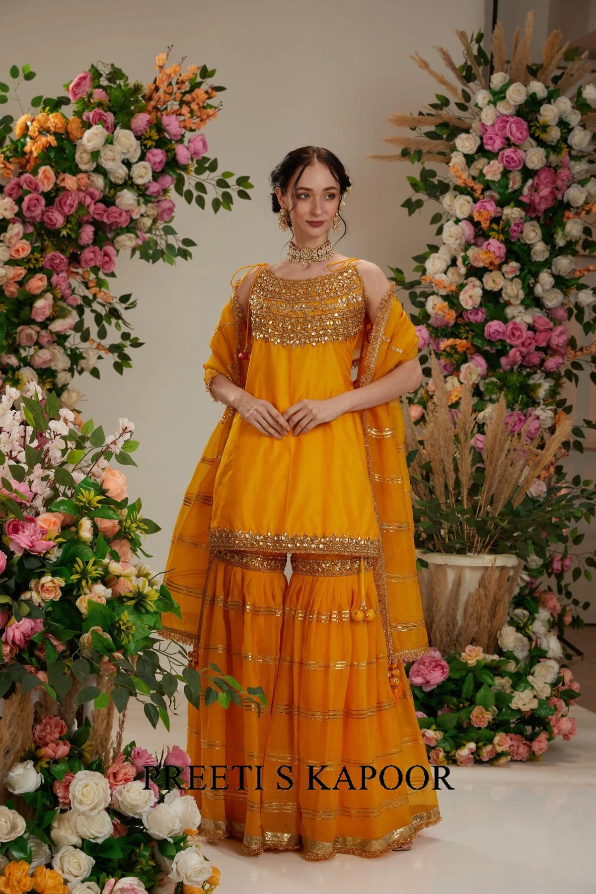 Yellow Kurta with Garara and dupatta - Preeti S Kapoor