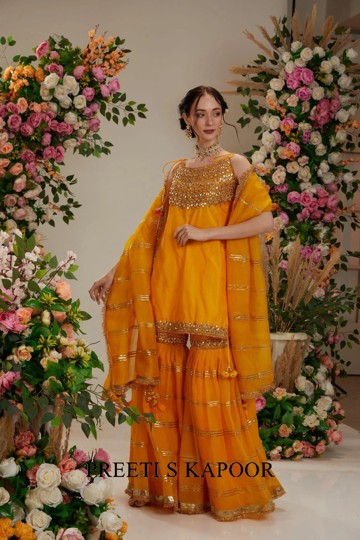 Yellow Kurta with Garara and dupatta - Preeti S Kapoor