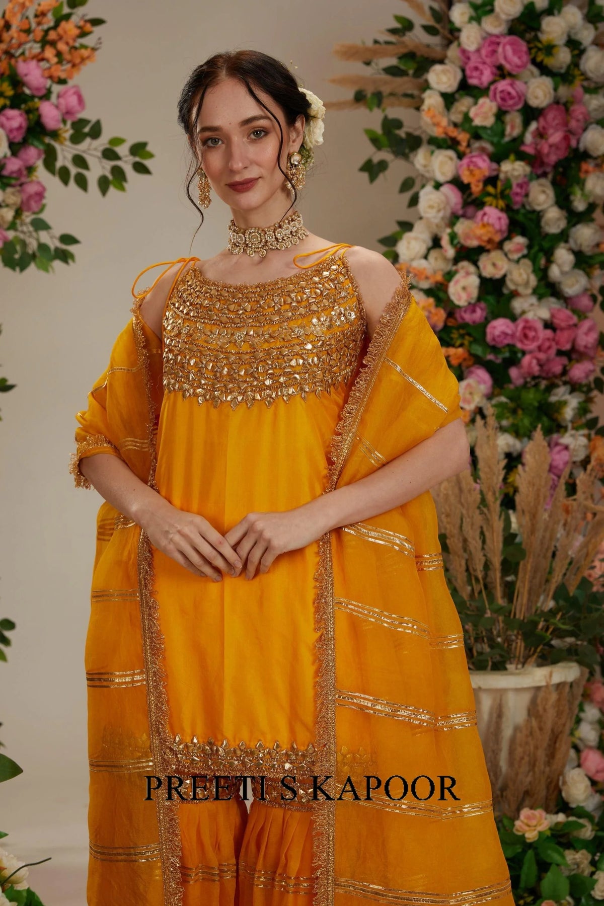 Yellow Kurta with Garara and dupatta - Preeti S Kapoor