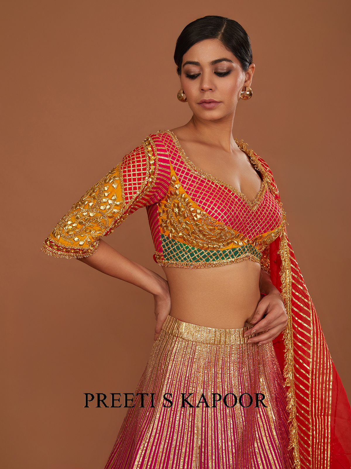 Multicolor Blouse Fuchsia Lehenga - Preeti S Kapoor