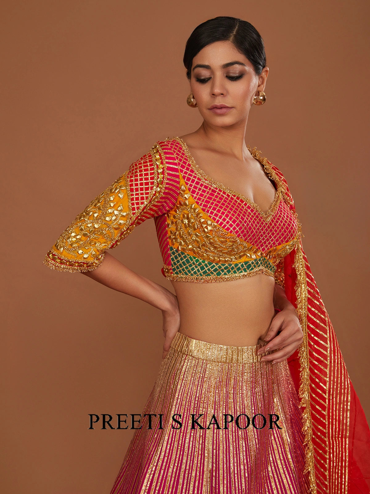 Multicolor Blouse Fuchsia Lehenga - Preeti S Kapoor