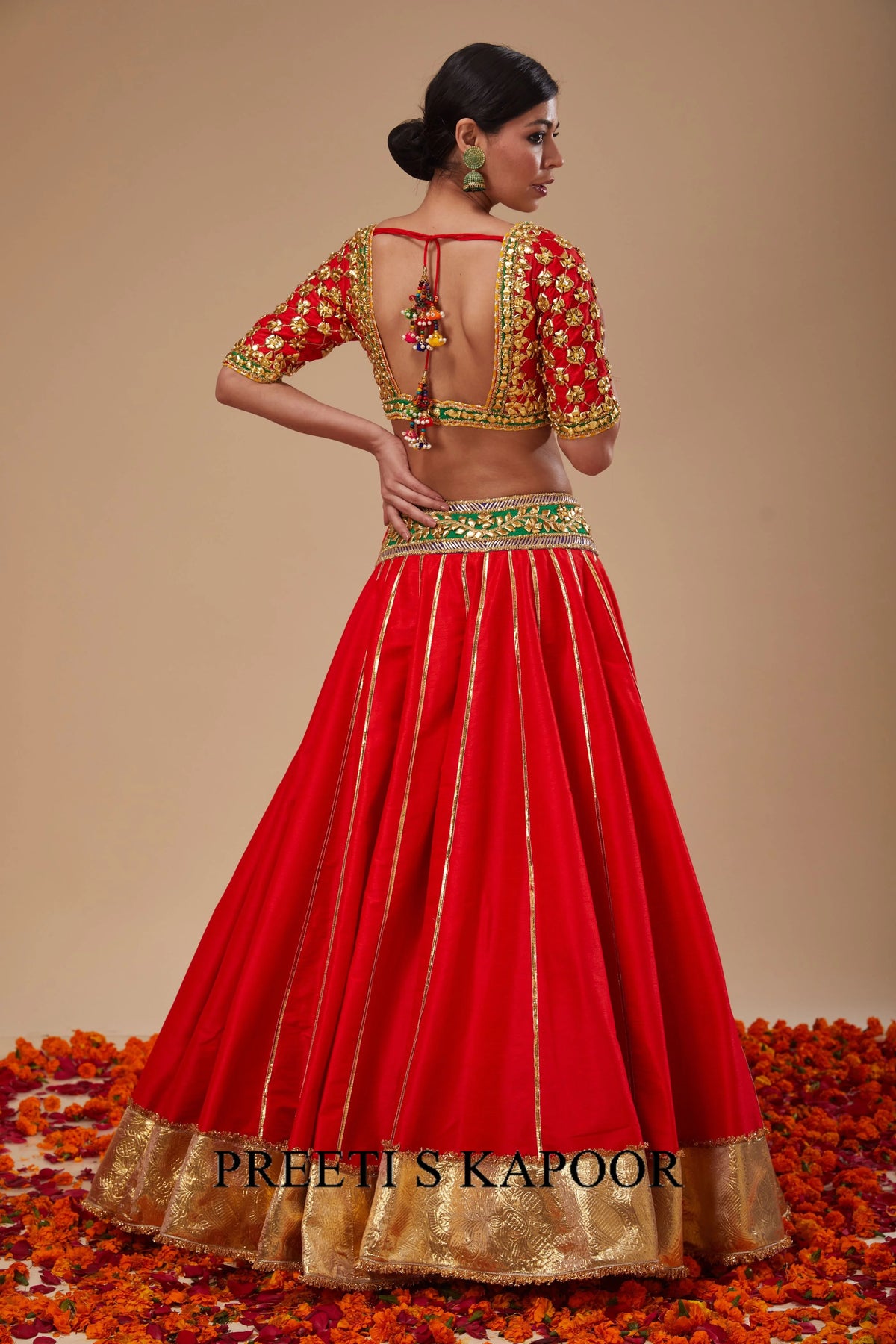 Red Blouse with Red Lehenga and Red Dupatta - Preeti S Kapoor