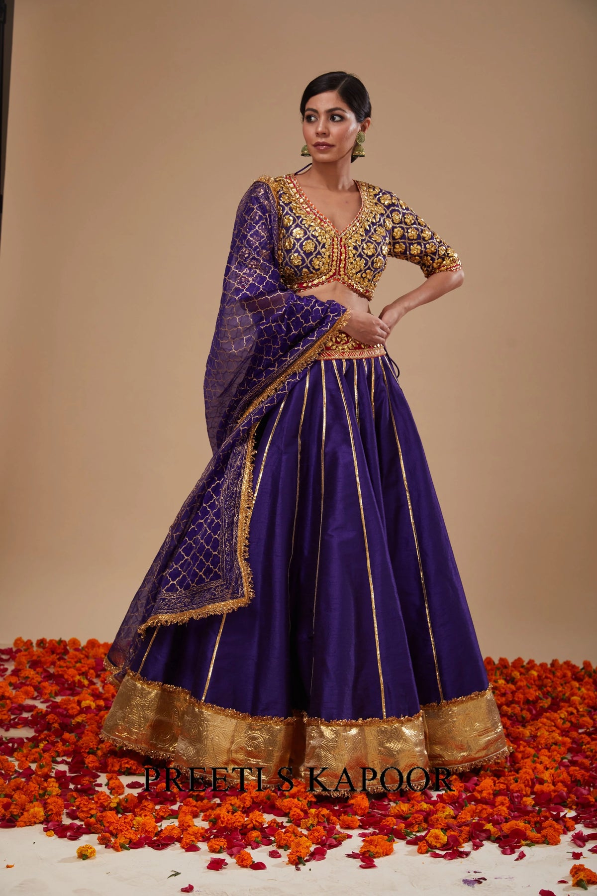 Blue Blouse with Blue Lehenga and Blue Dupatta - Preeti S Kapoor