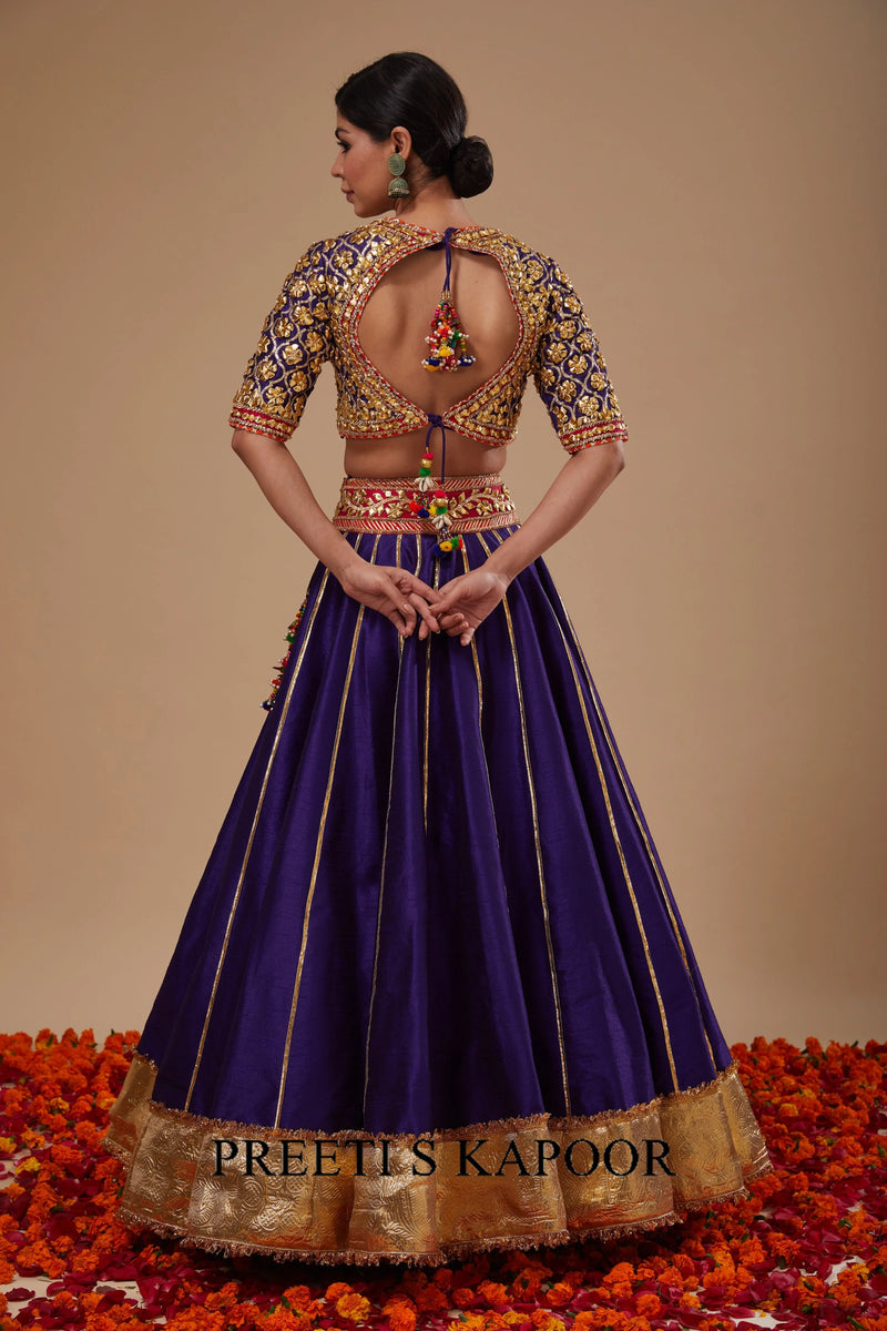 Blue Blouse with Blue Lehenga and Blue Dupatta - Preeti S Kapoor
