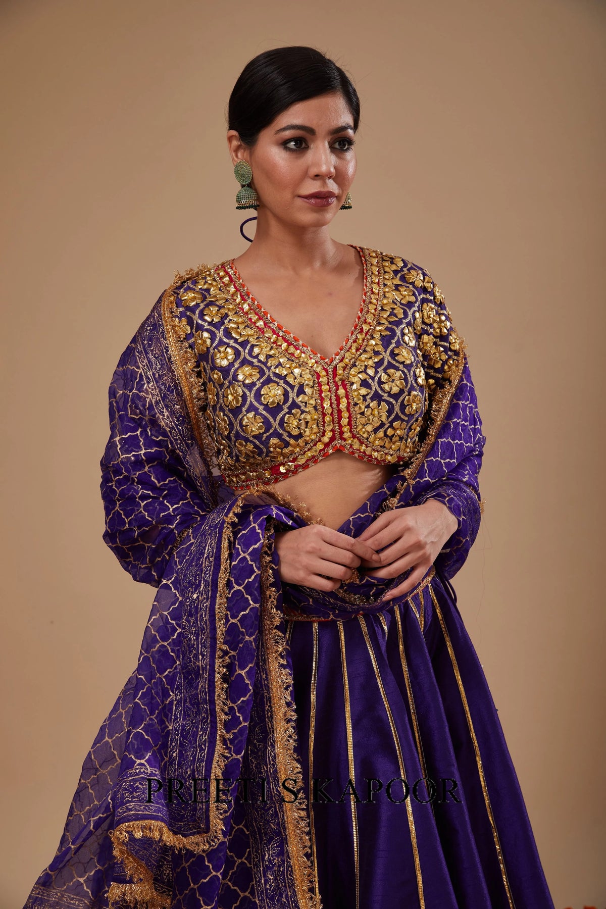 Blue Blouse with Blue Lehenga and Blue Dupatta - Preeti S Kapoor