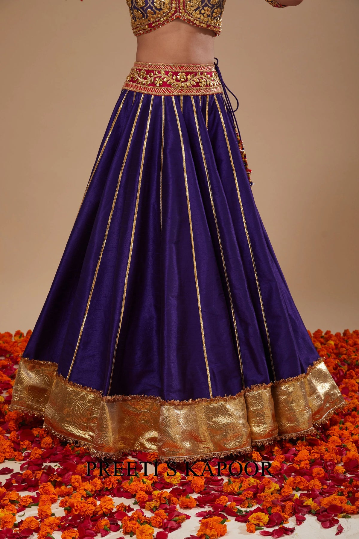 Blue Blouse with Blue Lehenga and Blue Dupatta - Preeti S Kapoor