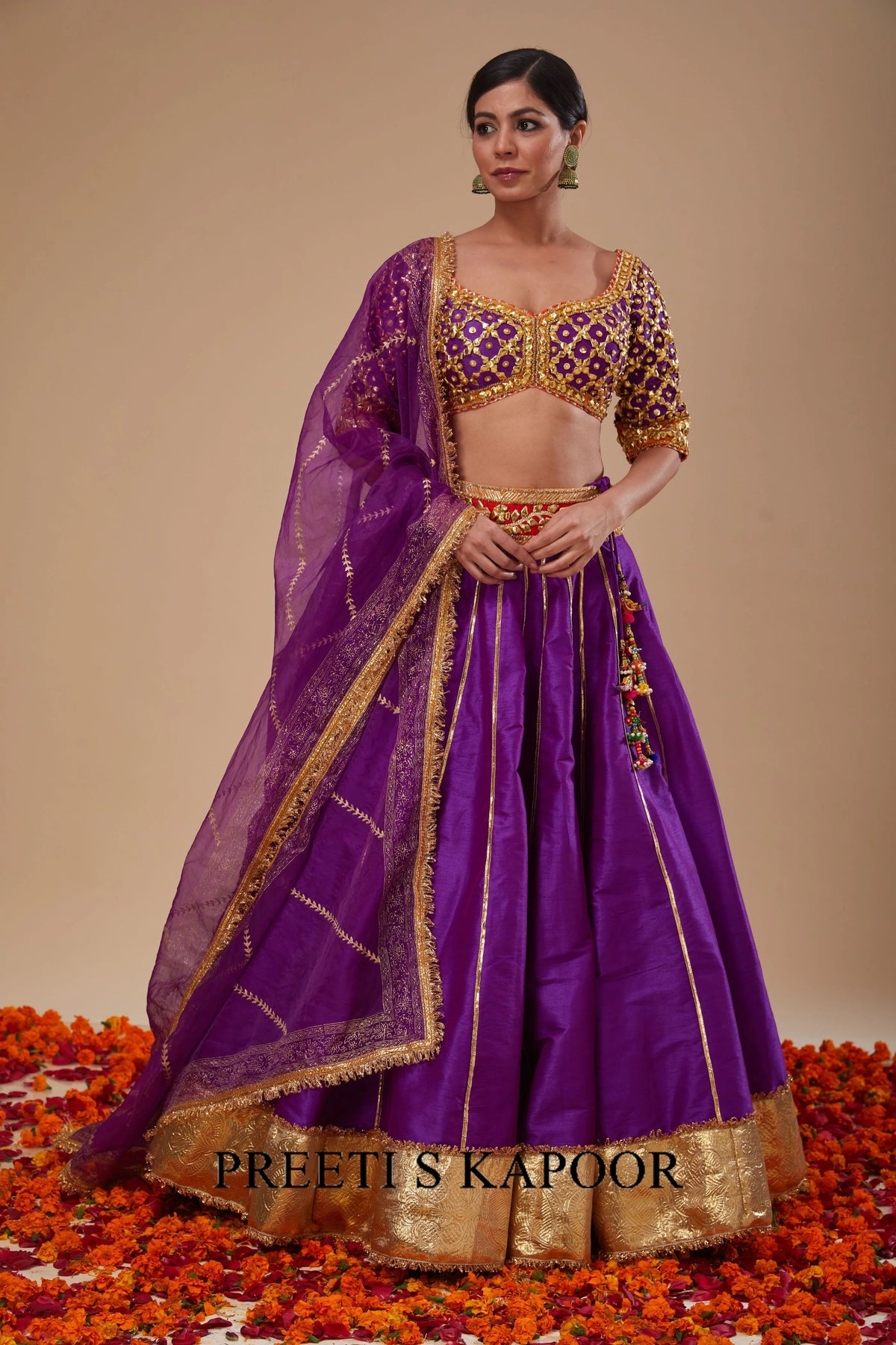 Purple Blouse with Purple Lehenga and Purple Dupatta - Preeti S Kapoor